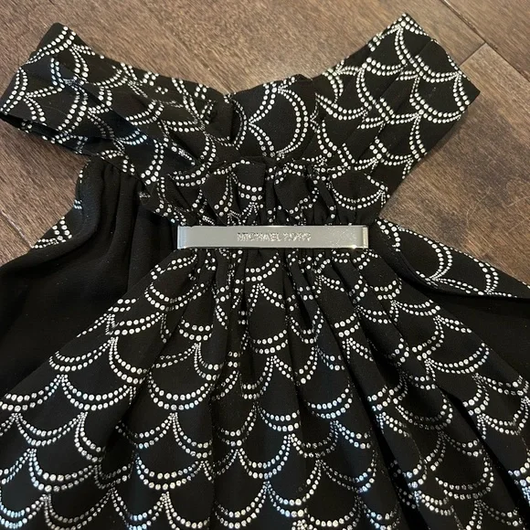 Michael Kors Black Metallic Silver Memaid Print Halter Under Knee Dress - Picture 4 of 8